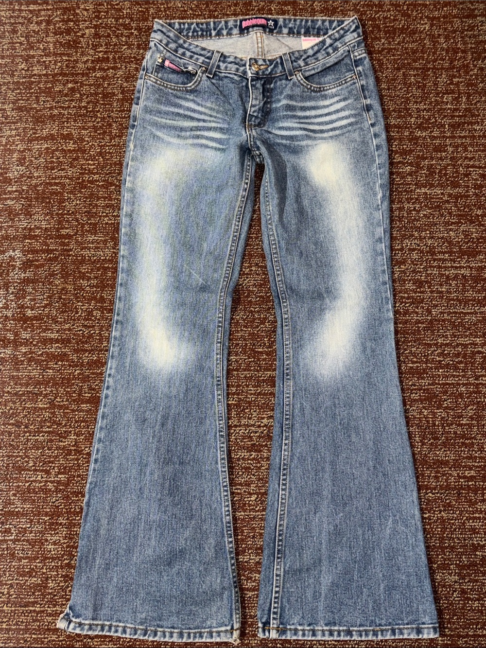 Bubblegum vintage Y2K Flared Jeans 100% cotton low rise distressed jeans size 6